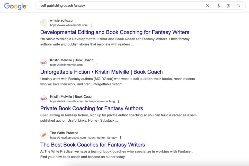 Find Self-Publishing Coaches On Google